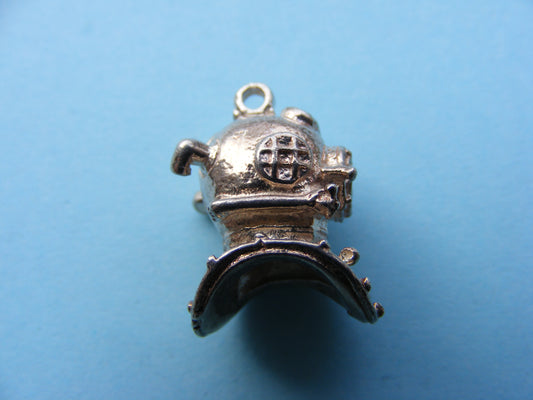 CHIM Vintage Sterling Silver Charm Deep Sea Divers Helmet