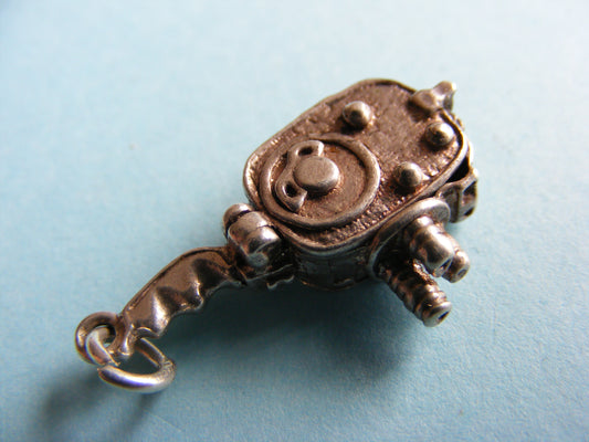 CHIM Vintage Sterling Silver Charm - Cine Camera Movie Camera opens to a sunbather (B)